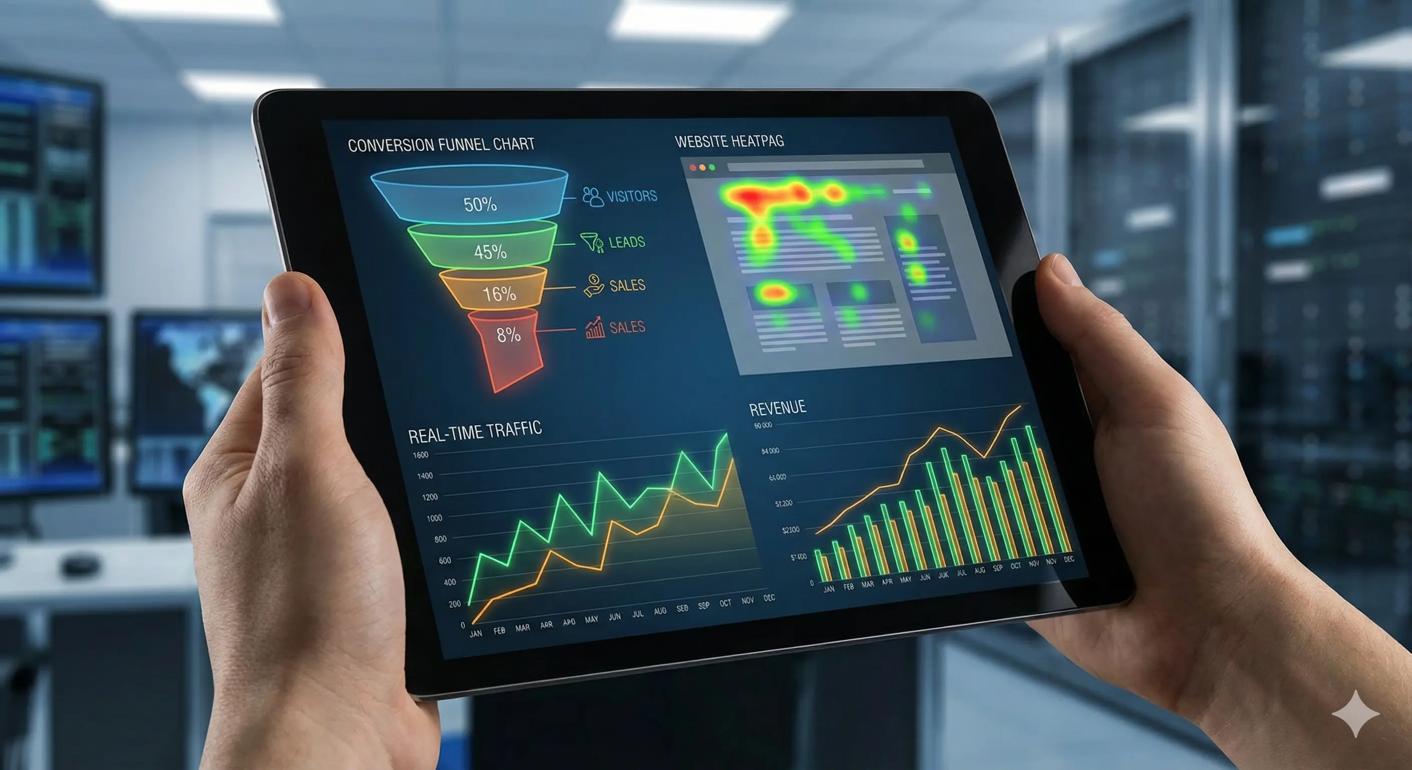 טאבלט המציג גרפים