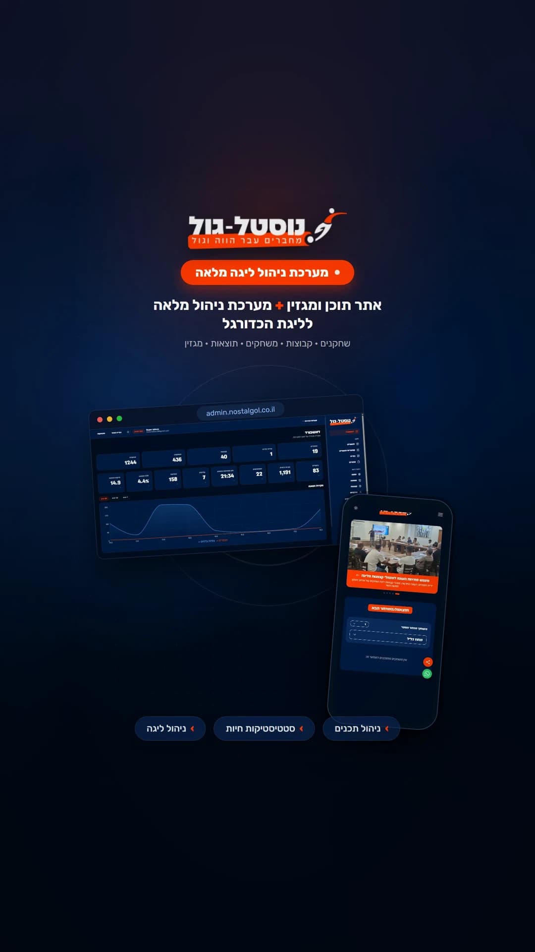 מערכת ניהול ליגת כדורגל ואתר התוכן של הליגה - עיצוב אתרים